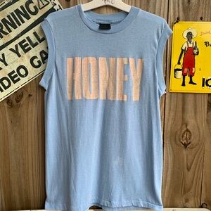 Vtg 80s Honey Tank top Size L runs smaller single stitch thin and soft fabric